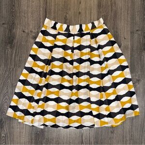 Kate Spade 100% Silk A-Line Skirt - Yellow, Black, White sz 4